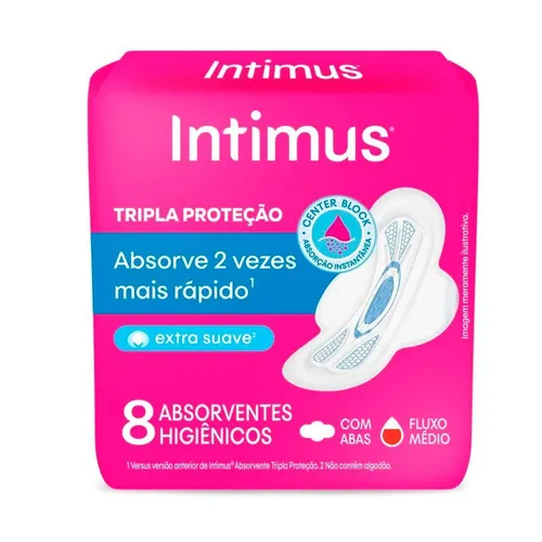 Absorvente Intimus Tripla Proteção Suave Com Abas 8 Unidades