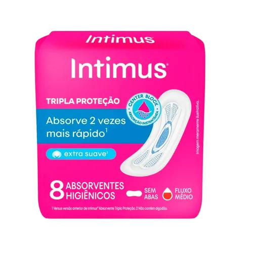Absorvente Intimus Tripla Proteção Suave Sem Abas 8 Unidades
