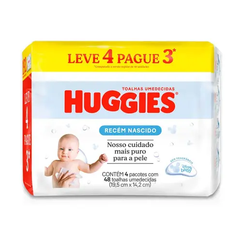 Toalha Umedecida Huggies Recém-Nascido 192 unidades