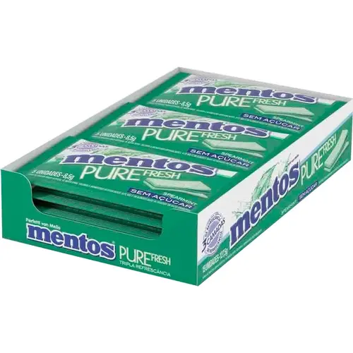 Chiclete Mentos Pure Fresh 3 Spermint 8,5G 5Un