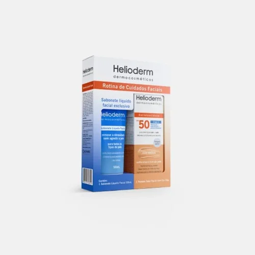Kit Protetor Solar Helioderm Fps50 Facial Com Cor + Sabonete Líquido 50ml