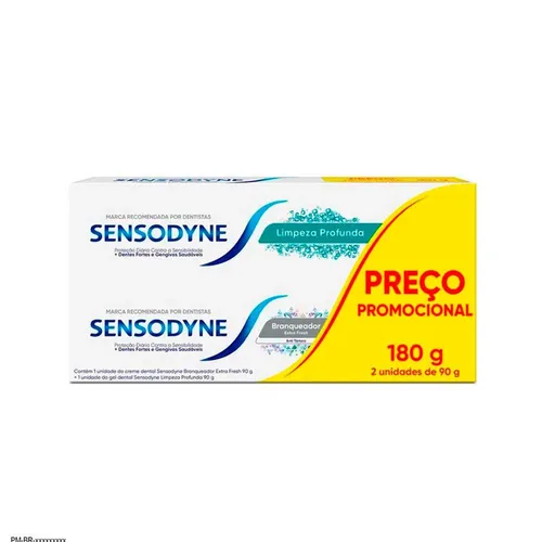 Kit Creme Dental Sensodyne Limpeza Profunda + Branqueador Extra Fresh 90G