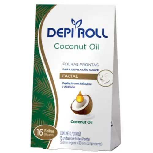 Folhas Prontas Para Depilação Corporal Coconut Oil Depi Roll 16 Unidades