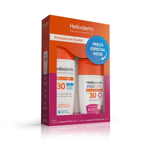 Kit Protetor Solar Helioderm Fps30 200ml + Fps30 Infantil Kids 120ml