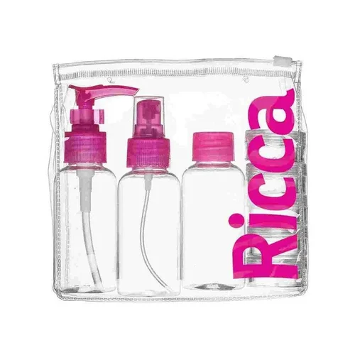 Kit de Viagem Ricca Ref 3311 3 Frascos 80ml e 5 Potes com Necessaire