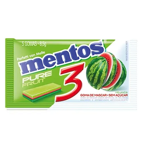 Chiclete Mentos Pure Fresh 3 Melancia 8,5G 5Un