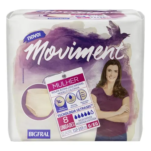 Fralda Bigfral Moviment  Fem G/Xg 8Un