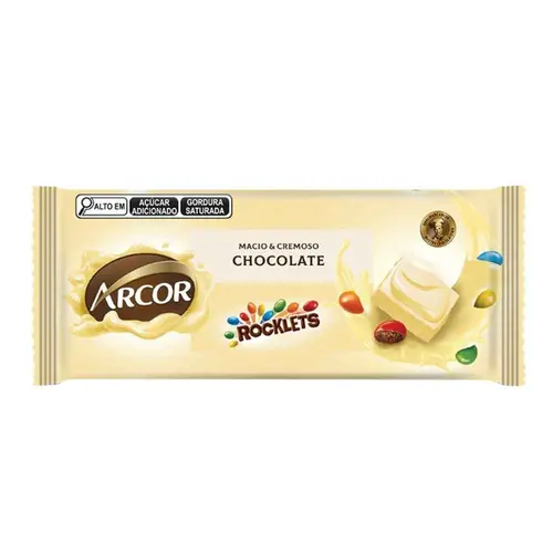 Chocolate Barra Arcor Rocklets Chocolate Branco 80G