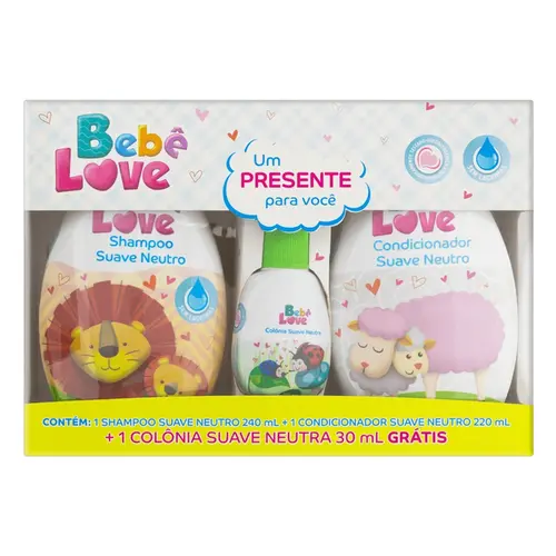 Kit Shampoo 240ml + Condicionador 220ml Bebê Love Grátis Colônia 30ml
