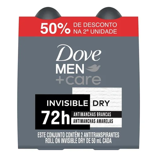 Kit Desodorante Roll-On Dove Men +Care Invisible Dry 50ml 2 Unidades