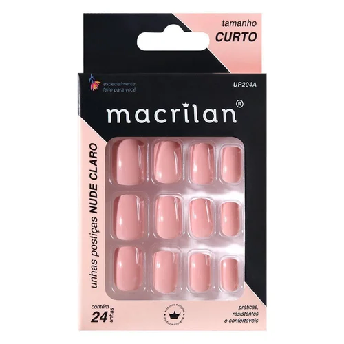 Unhas Postiças Nude Claro Macrilan Up204A