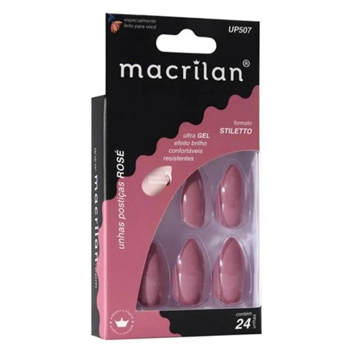 Unhas Postiças Stiletto Rose Macrilan Up507