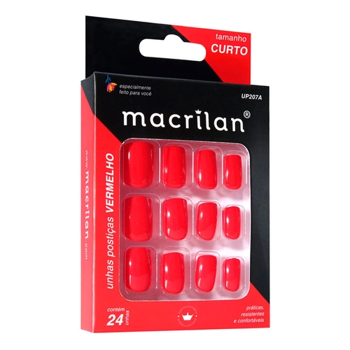 Unhas Postiças Vermelho Macrilan Up207A