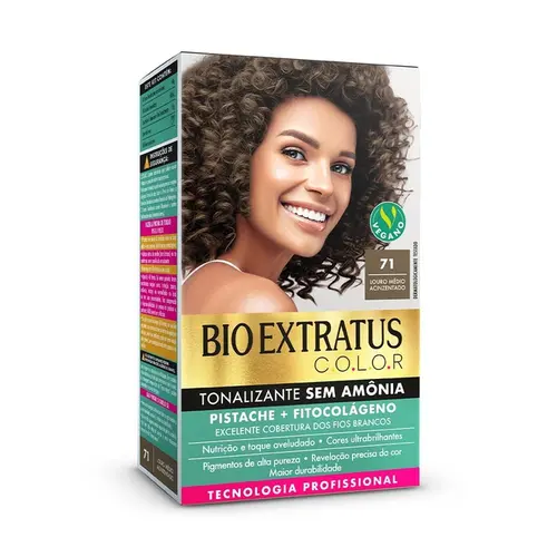 Tonalizante Sem Amônia Bio Extratus Color Pistache 71 Louro Médio Acinzentado