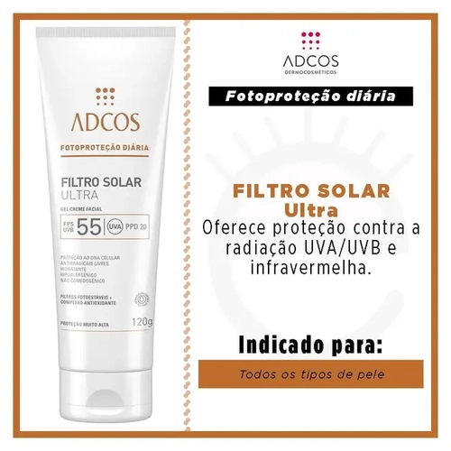 Protetor Solar Adcos Bloqueador Solar Fps55 Gel Creme 120G