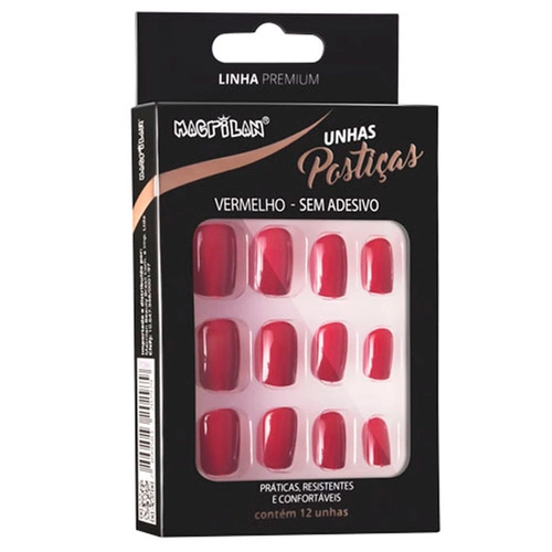 Unhas Postiças Vermelho Escuro Macrilan Up208A