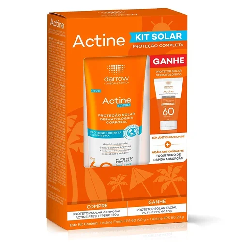 Protetor Solar Actine Kit Fresh Fps60 150G + Fps60 20G Grátis
