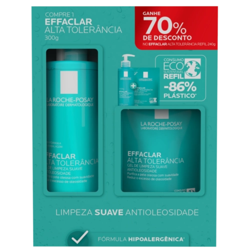 Kit Effaclar Gel Alta Tolerância La Roche Posay 300G + Refil 240G