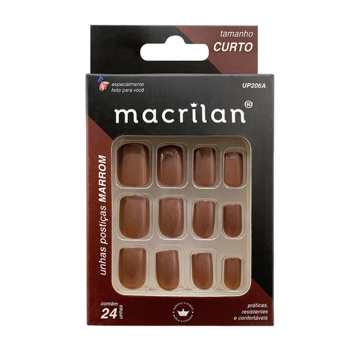 Unhas Postiças Curtas Marrom Macrilan Up206A