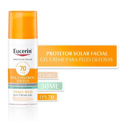 Protetor Solar Sun Oil Eucerin Control Tinted Claro Fps70 50Ml