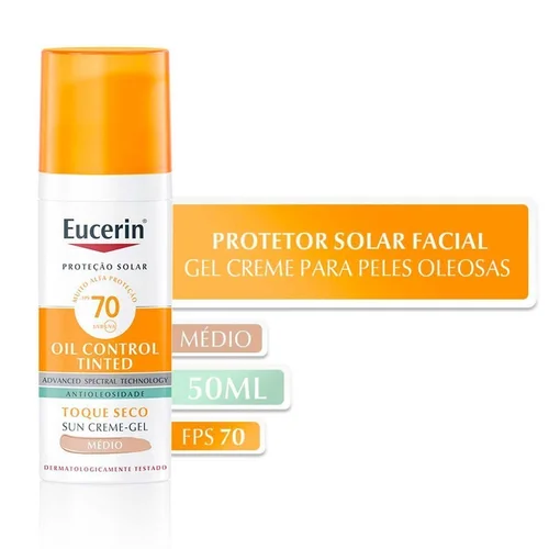 Protetor Solar Sun Oil Eucerin Control Tinted Médio Fps70 50Ml