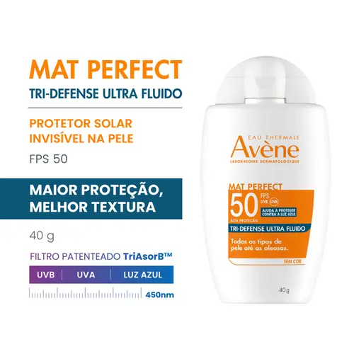 Protetor Solar Avène Mat Perfect Tridefense Fps50 Sem Cor 40G