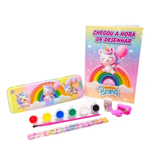 Brinquedo Kit Escolar Guache Com Estojo Metálico SCB89