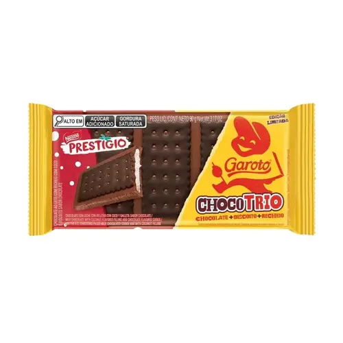 Chocolate Barra Garoto ChocoTrio Prestigio 90G