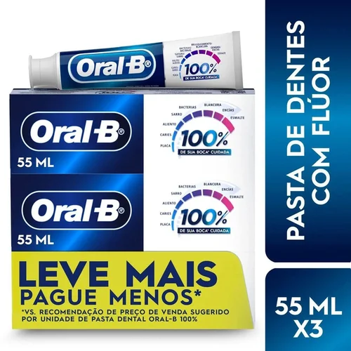 Kit Creme Dental Oral-B 100% 70G 3 Unidades