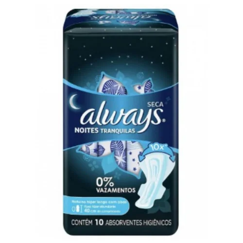 Absorvente Always Noturno Seca Com Abas XXG 10 Unidades