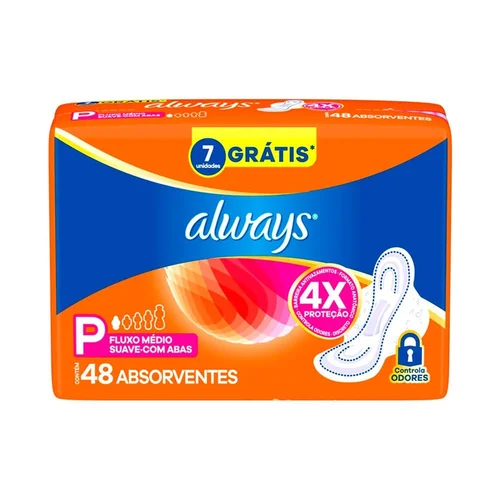 Absorvente Always Básico Suave Com Abas P 48 Unidades