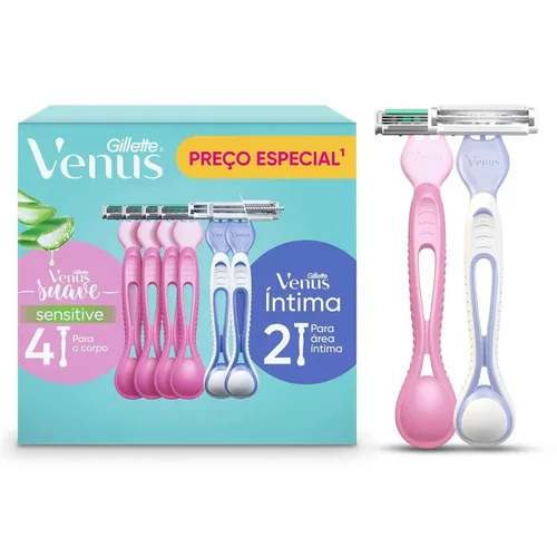 Aparelho De Depilação Gillete Venus Suave Sensitive 4UN+ Venus Intima 2UN