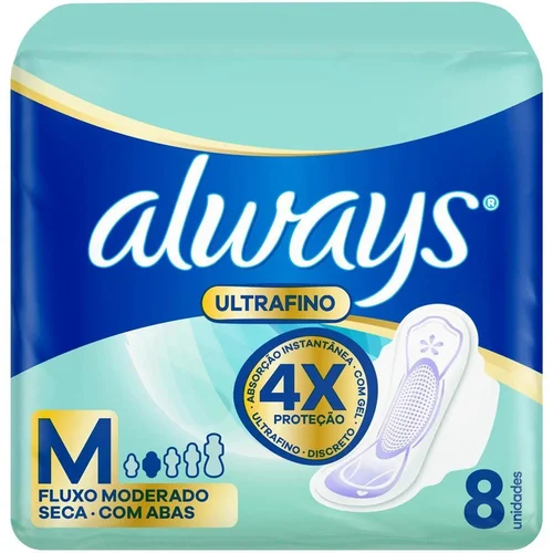 Absorvente Always Ultrafino Seca Com Abas M 8 Unidades
