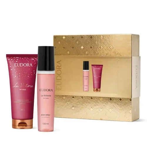 Kit Eudora Feminino Body Spray La Victorie Intense 100ml + Creme Acetinado Hidratante 200G