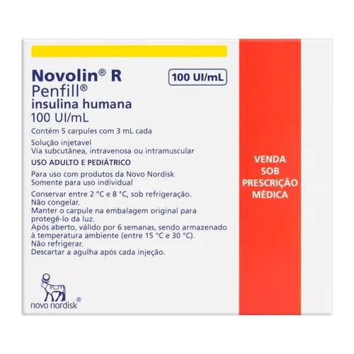 Insulina Novolin R 100UI 5 Ampolas 3ML Penfil