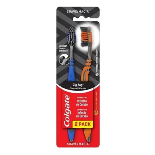 Kit Escova Dental Colgate ZigZag Carvão 2 Unidades