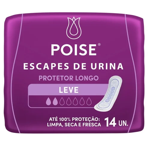 Protetor Diário Longo Poise Leve Escapes de Urina 14 Unidades