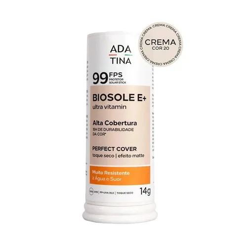 Protetor Solar Ada Tina Stick 12HS Alta Cobertura Biosole E Plus Ultra Vitamin FPS 99 Cor Crema