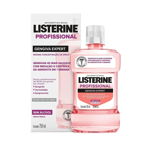 Enxaguante Antisséptico Bucal Listerine Profissional Benefício Gengiva Expert Sem Álcool 250ml