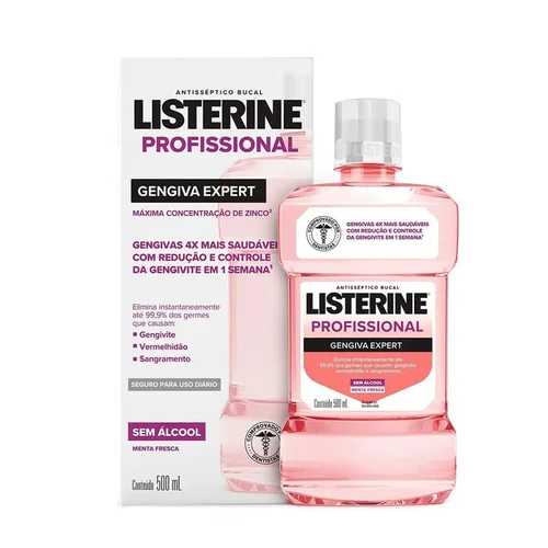 Enxaguante Antisséptico Bucal Listerine Profissional Benefício Gengiva Expert Sem Álcool 500ml