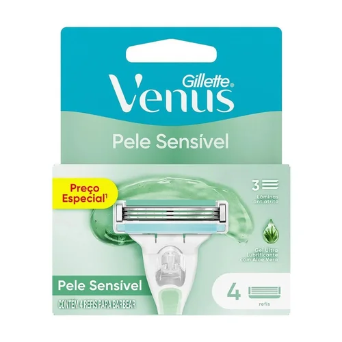 Carga Para Aparelho de Depilar Gillette Venus Pele Sensível 4 Unidades