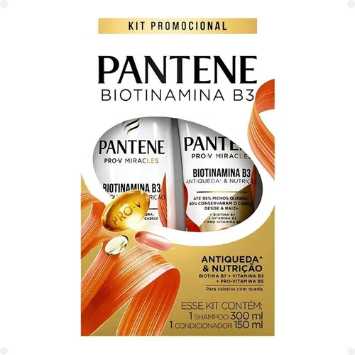 Kit Pantene Biotinamina B3 Antiqueda Shampoo 300ml + Condicionador 150ml