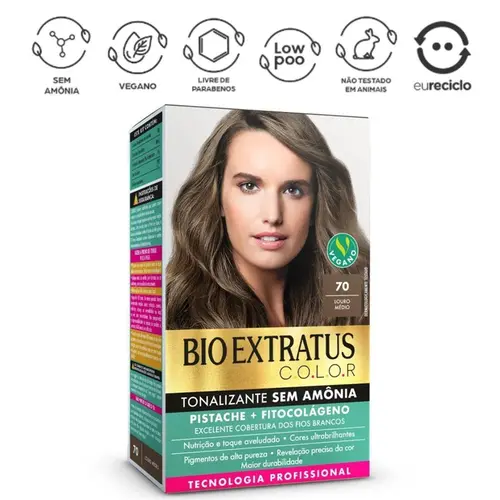 Tonalizante Sem Amônia Bio Extratus Color Pistache 70 Louro Médio
