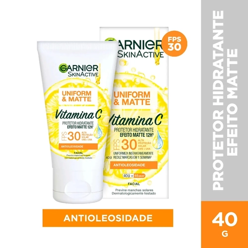 Protetor Hidratante Facial Garnier Uniform & Matte Vitamina C Fps30 40G