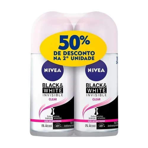 Kit Desodorante Roll-On Nivea Invisible Black & White 2 Unidades