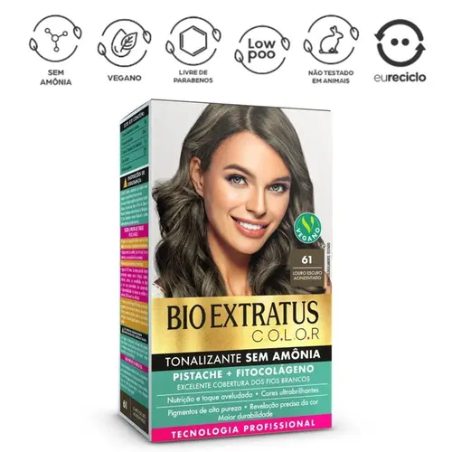 Tonalizante Sem Amônia Bio Extratus Color Pistache 61 Louro Escuro Acinzentado
