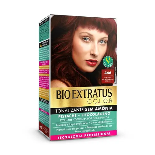 Tonalizante Sem Amônia Bio Extratus Color Pistache 466 Cast Médio Verm Intenso