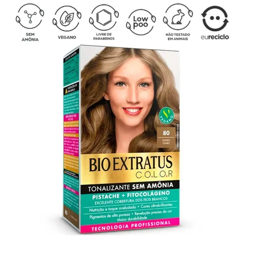 Tonalizante Sem Amônia Bio Extratus Color Pistache 80 Louro Claro