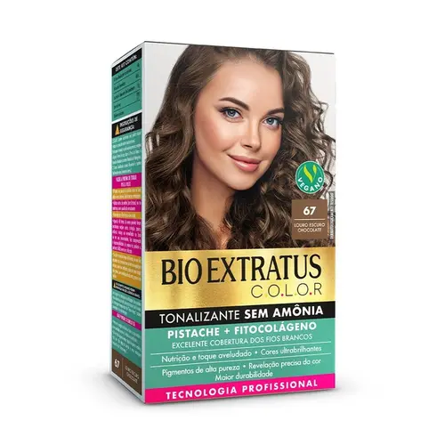 Tonalizante Sem Amônia Bio Extratus Color Pistache 67 Louro Escuro Chocolate