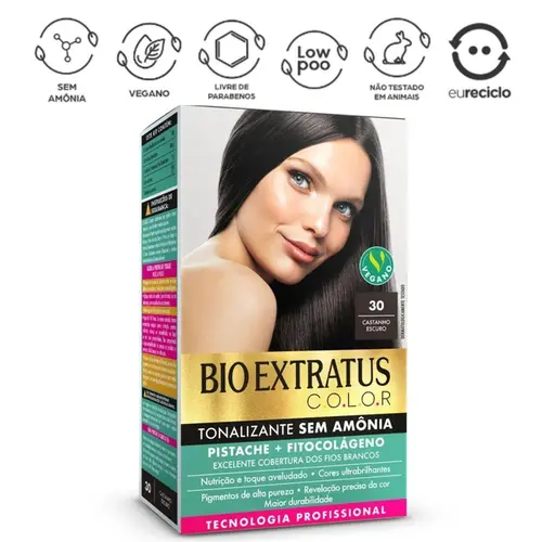 Tonalizante Sem Amônia Bio Extratus Color Pistache 30 Castanho Escuro